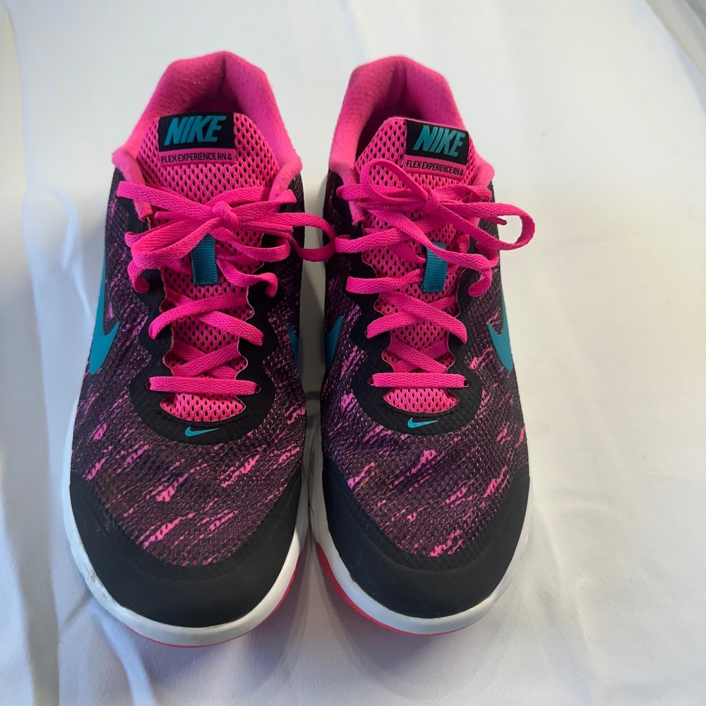 Nike Flex Experience RN 4 Womens Running Shoes Pink Black Teal 749177-603 Sz 10